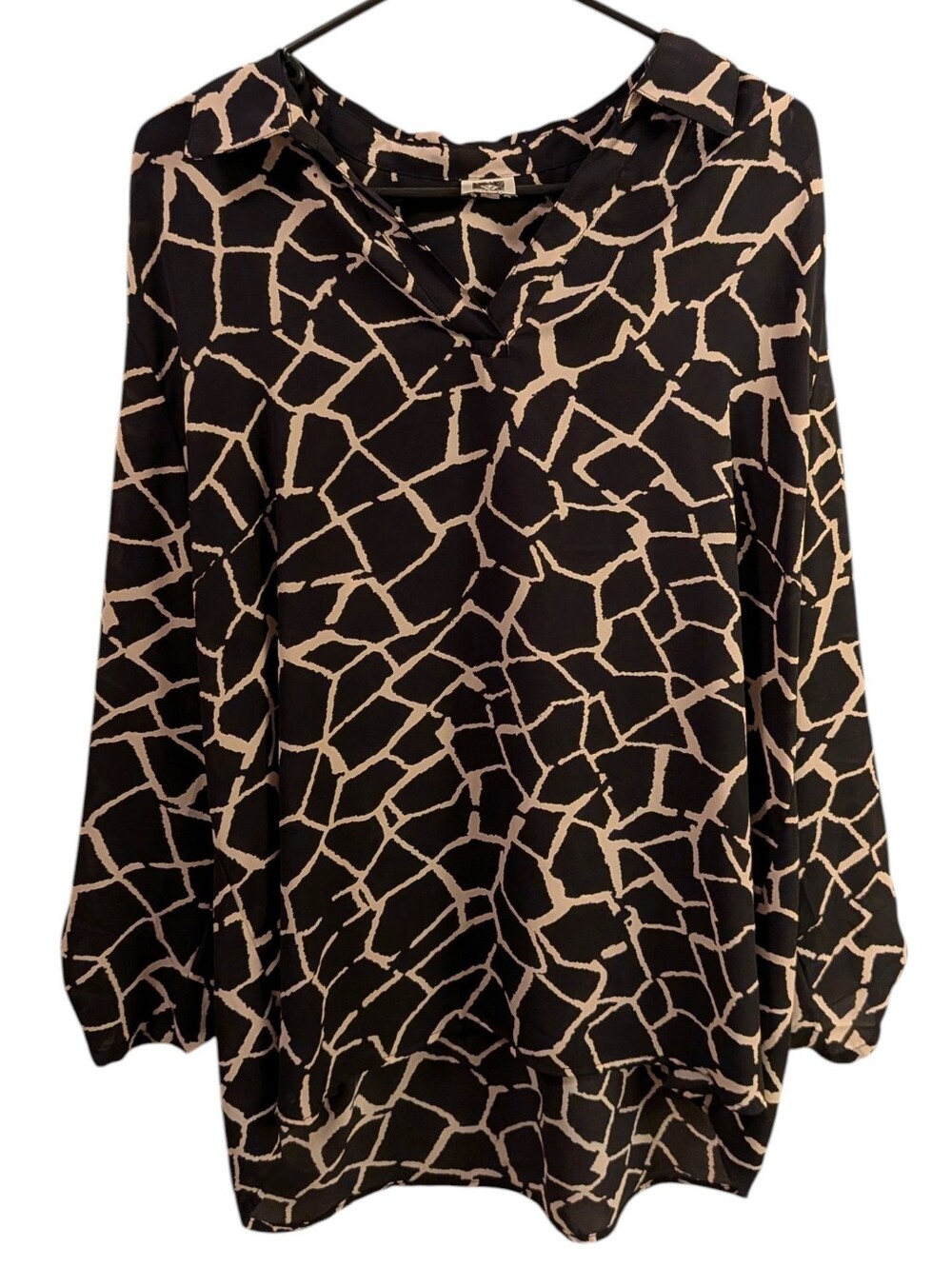 Anne Klein Giraffe Print Hi Low Tunic 3/4 Sleeve Size XL
